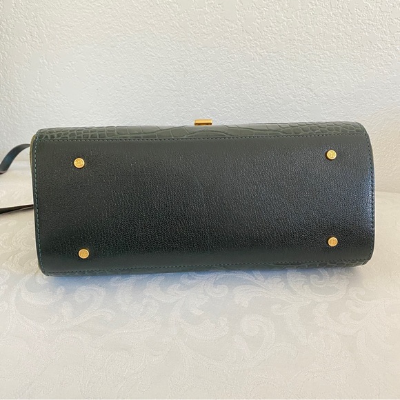 Tory Burch deep green croc 2 way bag - Picture 9 of 16